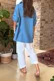 Made in Italy Pia Pillow Cotton Embroidered Tile Classic Shirt Denim